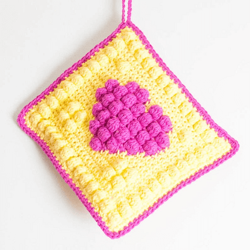 Bobble Heart Potholder Crochet Pattern by You Should Craft