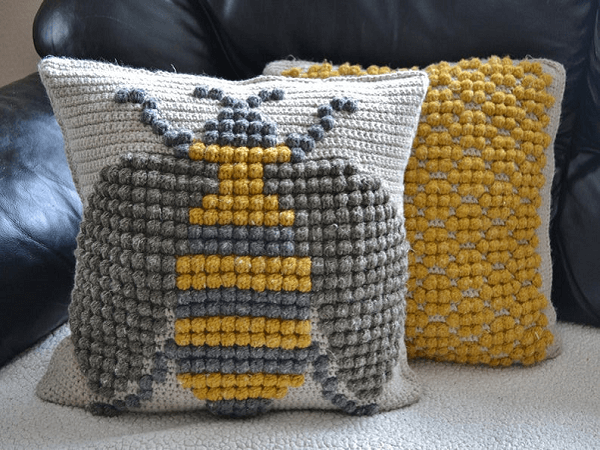 Bumble Bee Throw Pillow Crochet Pattern by While They Dream