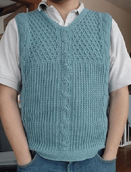 Cable Men's Vest Crochet Pattern by Even Howard