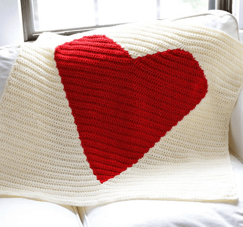 Crochet Big Heart Blanket Pattern by Crochet Spot Patterns