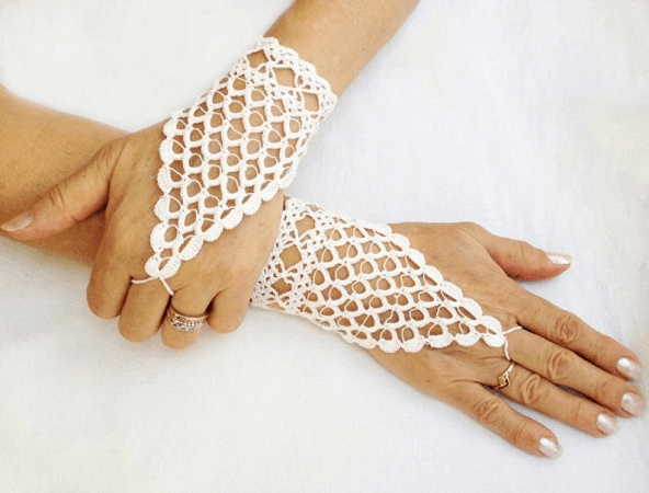 Crochet Fingerless Wedding Gloves Pattern by Accessories By Nez