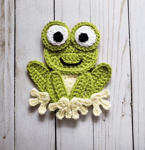 Crochet Frog Applique Pattern by The Yarn Conspiracy