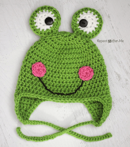 Crochet Frog Hat Pattern by Repeat Crafter Me