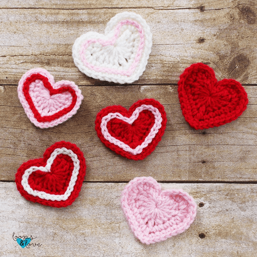 Crochet Heart Applique Pattern by Loops And Love Crochet