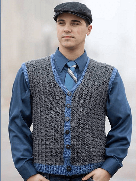 Crochet Man Vest Pattern by Yarnutopia