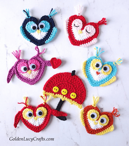 Crochet Owl Applique Pattern by Golden Lucy Crafts