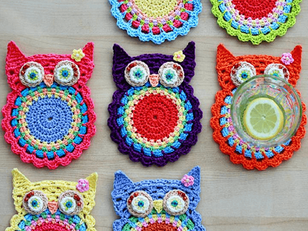 Crochet Owl Coasters Pattern by Zoom Yummy