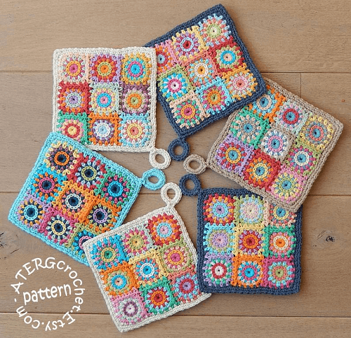 Crochet Squares Potholder Pattern by Aterg Crochet