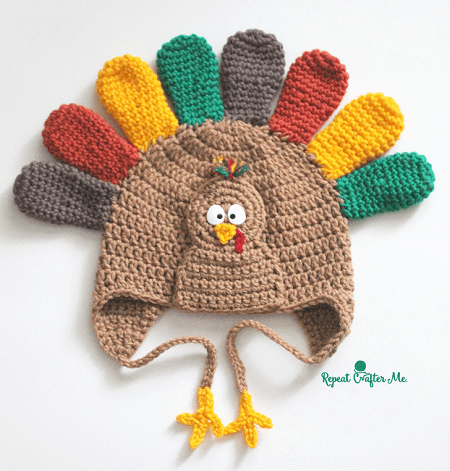 Crochet Turkey Hat Pattern by Repeat Crafter Me