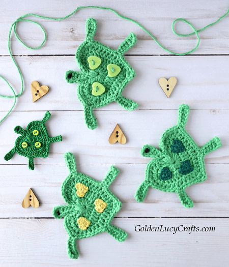 Crochet Turtle Applique Pattern by Golden Lucy Crafts