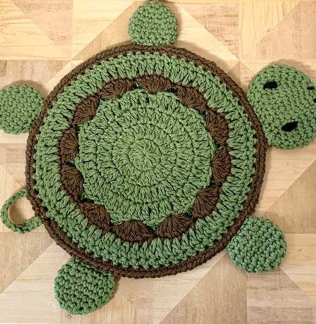 Crochet Turtle Potholder Pattern by Soft Strings Gift Shop