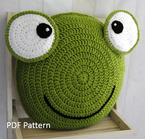 Frog Pillow Crochet Pattern by Anne Alster