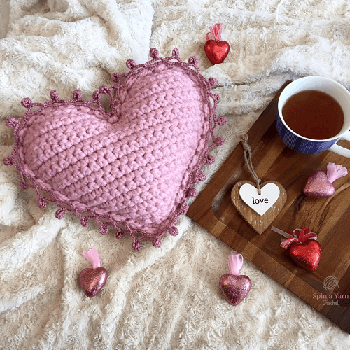 Heart Pillow Crochet Pattern by Spin A Yarn Crochet