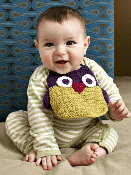 Owl Bib Crochet Pattern by Lion Brand