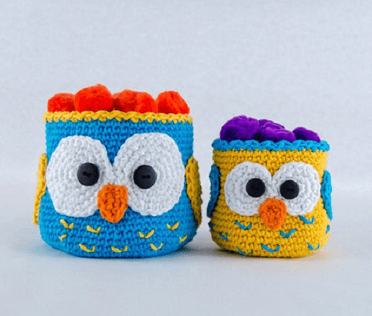 Owl Crochet Baskets Pattern by One And Two Company