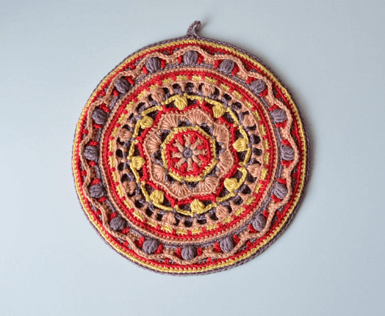 Round Mandala Pot Holder Crochet Pattern by Lilla Bjorn Crochet