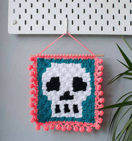 Wall Hanging Skull Crochet Pattern by Disco Sloth Designs