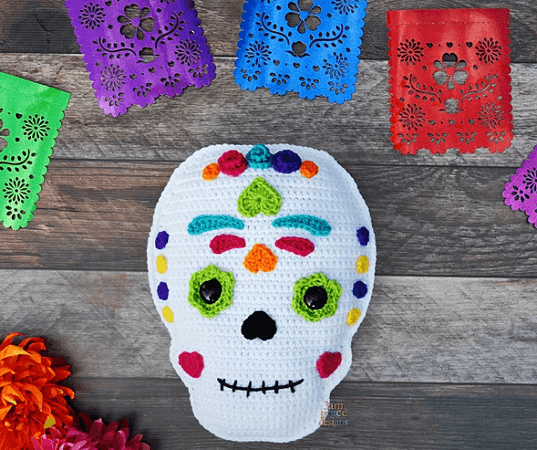 Sugar Skull Kawaii Cuddler Crochet Pattern by 3am Grace Designs