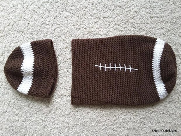 Baby Football Crochet Cocoon Pattern by Knotmydesigns