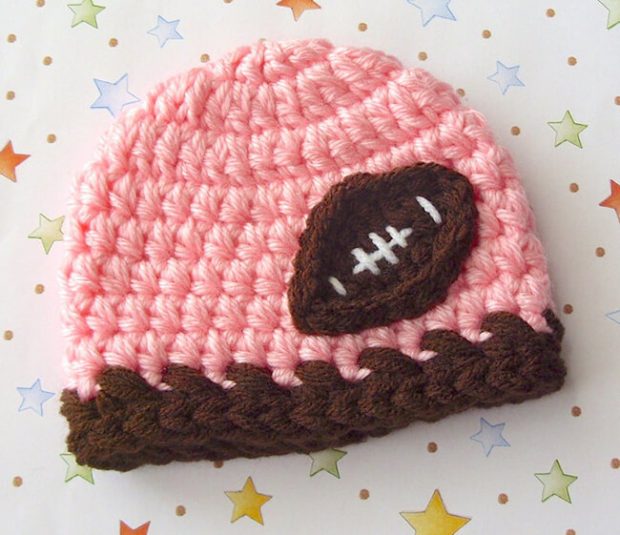 Baby Girl Football Hat By LisaCorinneCrochet