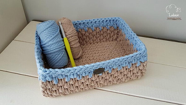 Rectangle Crochet Storage Basket Pattern By Lulaor