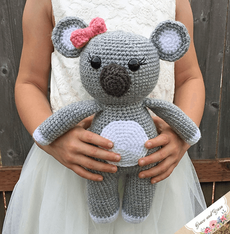 Amigurumi Koala Bear Crochet Pattern by Grace And Yarn