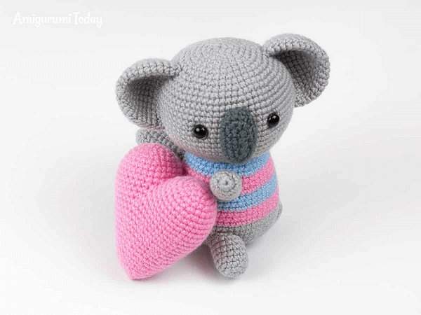 Amigurumi Koala With Heart Crochet Pattern by Amigurumi Today