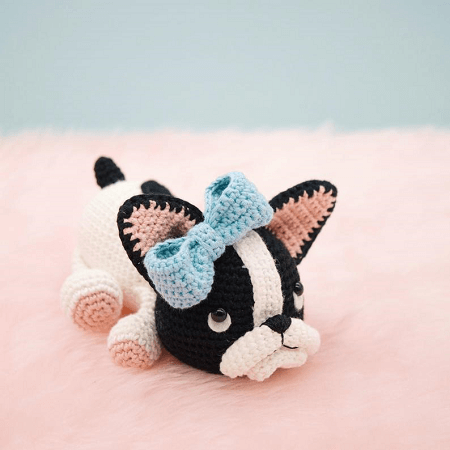 Belle, The Boston Terrier Puppy Amigurumi Pattern by The Little Hook Crochet