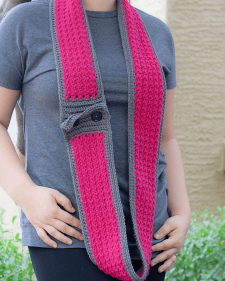 Buttoned Infinity Scarf Crochet Pattern by Winding Road Crochet