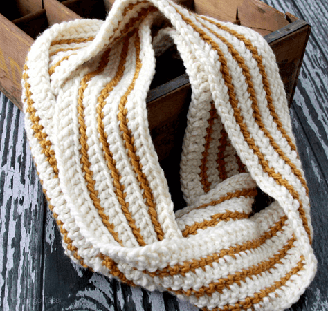 Cozy Striped Crochet Infinity Scarf Pattern by Flamingo Toes
