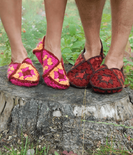 Crochet Granny Square Slippers Pattern by Purl Soho