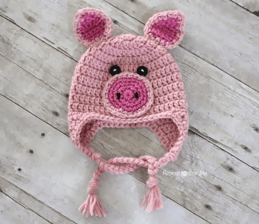 Crochet Pig Hat Pattern by Repeat Crafter Me