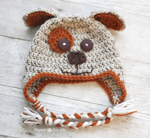 Crochet Puppy Hat Pattern by Repeat Crafter Me