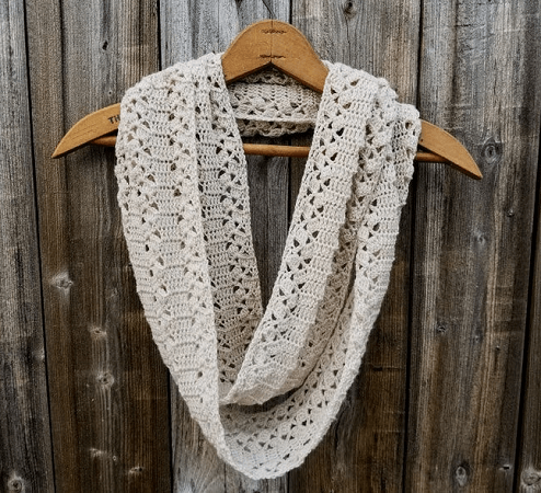 Crochet Rustic Lace Infinity Scarf Pattern by Highland Hickory Dsgns