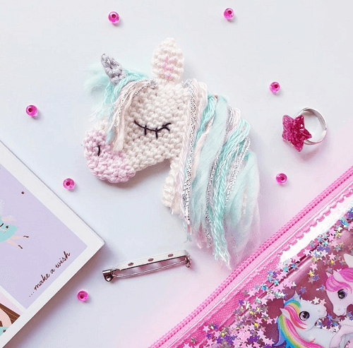 Crochet Unicorn Brooch Pattern by Amalou Designs