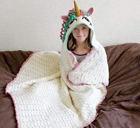 Crochet Unicorn Hooded Blanket Pattern by Bri Abby HMA