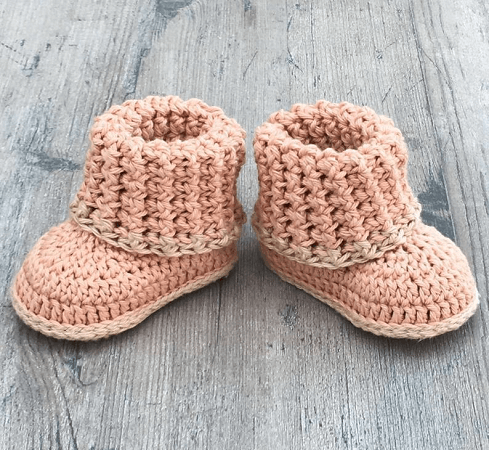 Cuffed Baby Booties Crochet Pattern by A Frayed Knot Boutique