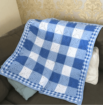 Gingham Crochet Baby Blanket Pattern by Sum Of Their Stories