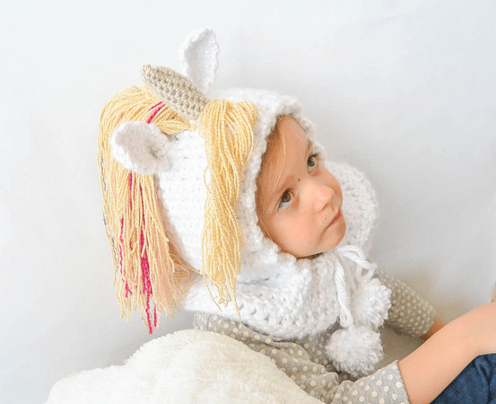 Magical Unicorn Crochet Hood Pattern by Mama In A Stitch