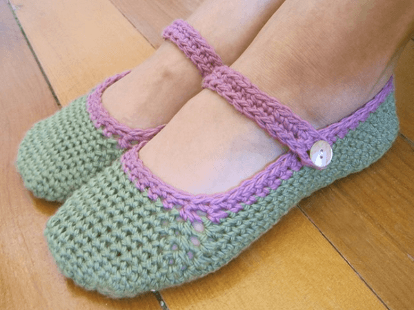 Mary Jane Slipper Crochet Pattern by The Little House By The Sea