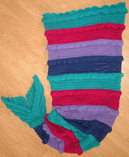 Knitted Mermaid Tail Blanket Crochet Leg Wrap Adult Ladies Purple Pink 180X90Cm 