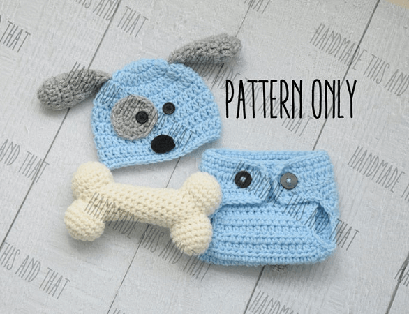 Newborn Puppy Hat And Diaper Cover Crochet Pattern by Handmade This And That