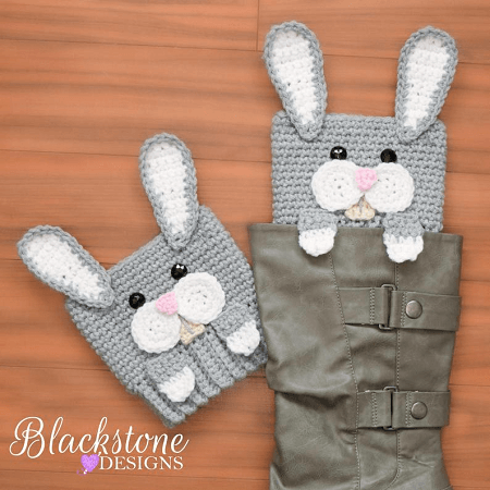 Peeping Bunny Boot Cuffs Crochet Pattern by Blackstone Designs