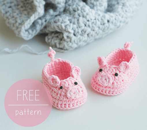 Piggy Baby Booties Crochet Pattern by Croby Patterns