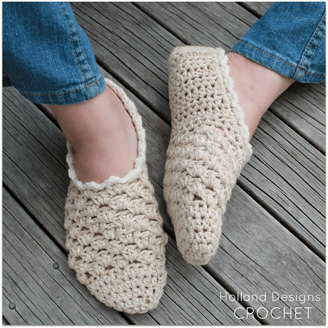 Simple Living Slippers Crochet Pattern by Holland Designs