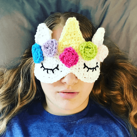 Unicorn Sleep Mask Crochet Pattern by Creative Play Crochet