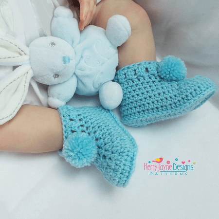 Unisex Baby Booties Crochet Pattern by Kerry Jayne Designs