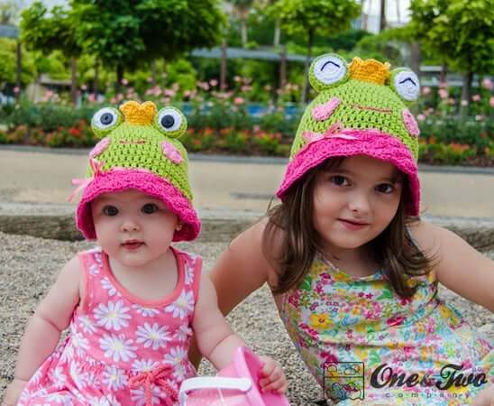 Amy, The Frog Sun Hat Crochet Pattern by One And Two Company