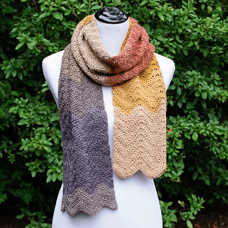 Autumn Ripple Scarf Crochet Pattern by Petals To Picots