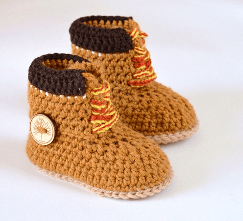 44 Super Cute Crochet Baby Booties Patterns Baby Timberland Boots Crochet Pattern by Matilda's Meadow